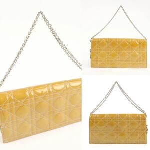💎✨Authentic✨💎Christian Dior Canage Patent Leather Chain Shoulder Bag Yellow